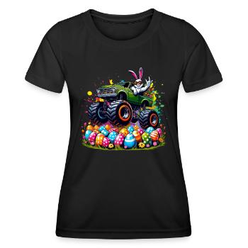 Monster Truck Boys Easter Basket Easter Bunny Merry - Women's Functional T-Shirt - black - Front - AI Model Female 172 light (172cm)