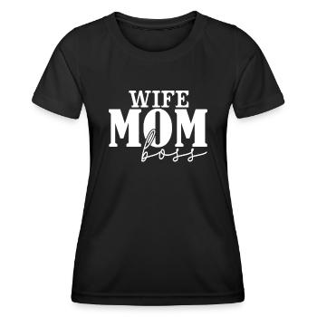 Wife Mom Mom Mother's Day Saying Mum - Women's Functional T-Shirt - black - Front - AI Model Female 172 light (172cm)