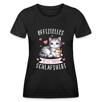 Official Best Mom Sleep Shirt Cat - Women's Functional T-Shirt - black - Front - AI Model Female 172 light (172cm)