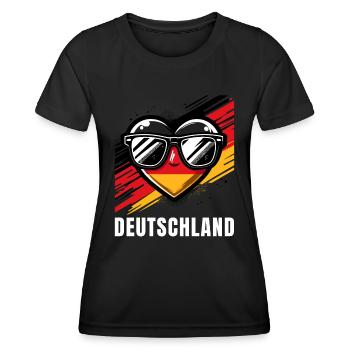Soccer Sunglasses Flag Soccer Germany - Women's Functional T-Shirt - black - Front - AI Model Female 172 light (172cm)