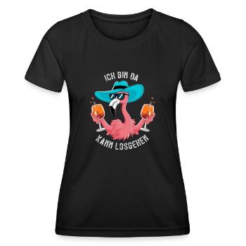 Festival de carnaval Costume de flamant rose de carnaval - T-shirt sport Femme - noir - Devant - AI Model Female 172 light (172cm)