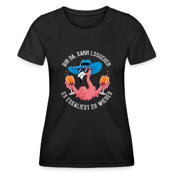Costume de flamant rose de carnaval de festival de carnaval - T-shirt sport Femme - noir - Devant - AI Model Female 172 light (172cm)