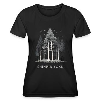Shinrin Yoku Japan Forest Bathing Nature Forest Grounding - Women's Functional T-Shirt - black - Front - AI Model Female 172 light (172cm)