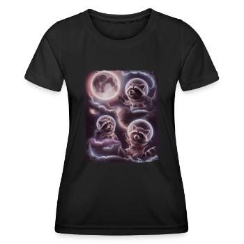 Drôle de ratons laveurs astronaute espace cosmos lune - T-shirt sport Femme - noir - Devant - AI Model Female 172 light (172cm)