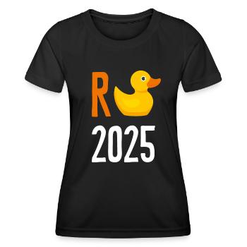 Cadeau Pension Pension Homme Femme Retraité 2025 - T-shirt sport Femme - noir - Devant - AI Model Female 172 light (172cm)