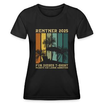 Cadeau Pension Pension Homme Femme Retraité 2025 - T-shirt sport Femme - noir - Devant - AI Model Female 172 light (172cm)