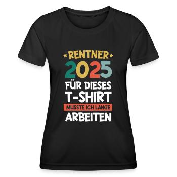 Cadeau Pension Pension Homme Femme Retraité 2025 - T-shirt sport Femme - noir - Devant - AI Model Female 172 light (172cm)