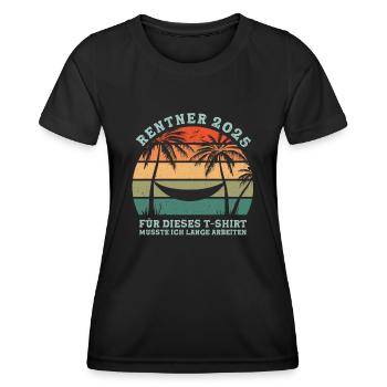 Cadeau Pension Pension Homme Femme Retraité 2025 - T-shirt sport Femme - noir - Devant - AI Model Female 172 light (172cm)