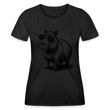 Funny Capybara Sleep Shirt Costume Pajamas - Women's Functional T-Shirt - black - Front - AI Model Female 172 light (172cm)