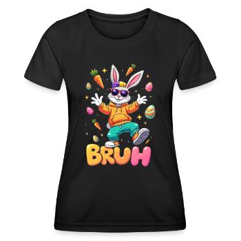 Bruh Cool Easter Bunny Boys Girls Easter - Women's Functional T-Shirt - black - Front - AI Model Female 172 light (172cm)