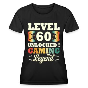 Niveau 60 Anniversaire Gamer 60 Ans - T-shirt sport Femme - noir - Devant - AI Model Female 172 light (172cm)