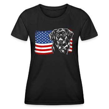 Nova Scotia Duck Tolling Retriever America Flag - Women's Functional T-Shirt - black - Front - AI Model Female 172 light (172cm)