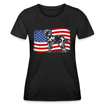 Weimaraner America Flag Dogs Hunting Dogs Wilsigns - Women's Functional T-Shirt - black - Front - AI Model Female 172 light (172cm)
