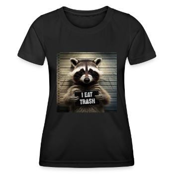Arrested Raccoon Police Mugshot I Eat Trash - Women's Functional T-Shirt - black - Front - AI Model Female 172 light (172cm)