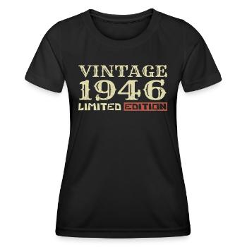1946 Vintage: Einzigartiges Retro-Geschenk zum 78-jährigen Jubiläum - Frauen Funktions-T-Shirt - Schwarz - Vorne - AI Model Female 172 light (172cm)