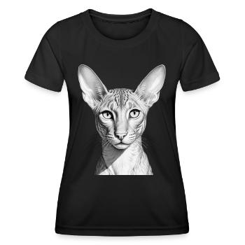 Lustige orientalische Kurzhaarkatze - Frauen Funktions-T-Shirt - Schwarz - Vorne - AI Model Female 172 light (172cm)