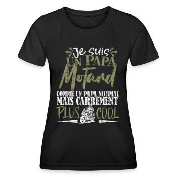 Je suis un Papa Motard Humour Moto Drole Motoriste - T-shirt sport Femme - noir - Devant - AI Model Female 172 light (172cm)