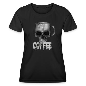 Heavy metal punk coffee skull - Women's Functional T-Shirt - black - Front - AI Model Female 172 light (172cm)