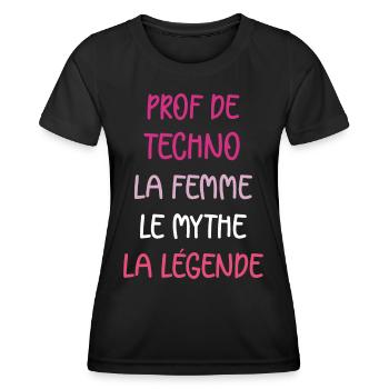 La femme le mythe la légende prof de techno - T-shirt sport Femme - noir - Devant - AI Model Female 172 light (172cm)