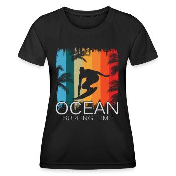 Ocean Surfing Time Water Sports Surfers - Women's Functional T-Shirt - black - Front - AI Model Female 172 light (172cm)