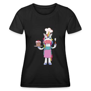 Lustiges Kuchen Backendes Köchin Einhorn Geschenk - Frauen Funktions-T-Shirt - Schwarz - Vorne - AI Model Female 172 light (172cm)