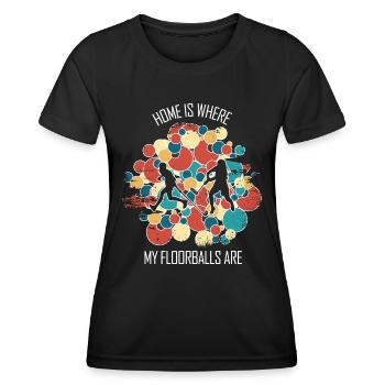 Floorball Unihockey Feldhockey Hallenhockey - Frauen Funktions-T-Shirt - Schwarz - Vorne - AI Model Female 172 light (172cm)