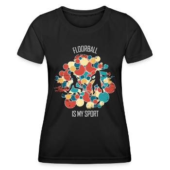 Floorball Unihockey Feldhockey Hallenhockey - Frauen Funktions-T-Shirt - Schwarz - Vorne - AI Model Female 172 light (172cm)