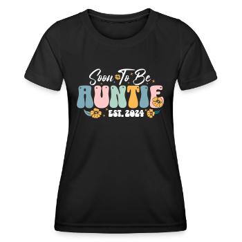 Soon To Be Auntie Est 2024 New Aunt Pregnancy - Women's Functional T-Shirt - black - Front - AI Model Female 172 light (172cm)