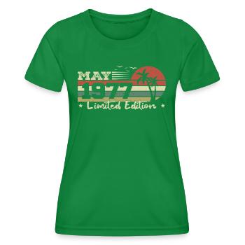 May Vintage 47th Anniversary Born 1977 Vibe - Women's Functional T-Shirt - kelly green - Front - AI Model Female 172 dark (172cm)