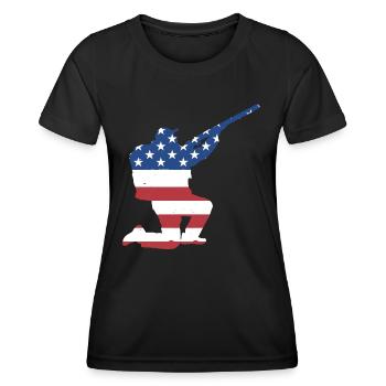 Hunter Us Flag Hunting - Women's Functional T-Shirt - black - Front - AI Model Female 172 light (172cm)