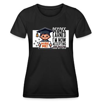 J’ACCEPTE MAINTENANT LES OFFRES D’EMPLOI - T-shirt sport Femme - noir - Devant - AI Model Female 172 light (172cm)