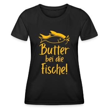 Butter bei die Fische - Frauen Funktions-T-Shirt - Schwarz - Vorne - AI Model Female 172 light (172cm)