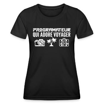 Reisende & Programmierer: Leidenschaft & Entdeckung - Frauen Funktions-T-Shirt - Schwarz - Vorne - AI Model Female 172 light (172cm)