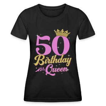 50e anniversaire Reine 50 ans Cadeau Femme - T-shirt sport Femme - noir - Devant - AI Model Female 172 light (172cm)