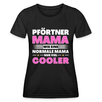 Pförtner Mama wie eine normale nur viel cooler - Frauen Funktions-T-Shirt - Schwarz - Vorne - AI Model Female 172 light (172cm)