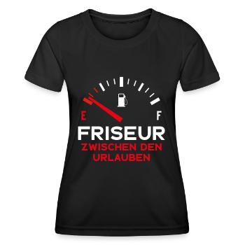 LUSTIG FRISEUR ZWISCHEN DEN URLAUBEN - Frauen Funktions-T-Shirt - Schwarz - Vorne - AI Model Female 172 light (172cm)