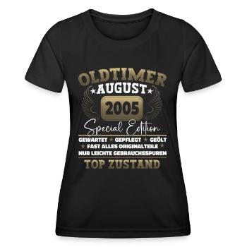 Oldtimer August 2005 17. Geburtstag Geschenk Fun - Frauen Funktions-T-Shirt - Schwarz - Vorne - AI Model Female 172 light (172cm)