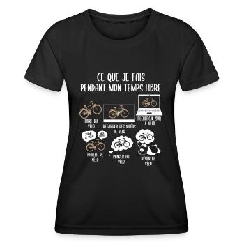 Mon temps de mon temps libre Vélo - T-shirt sport Femme - noir - Devant - AI Model Female 172 light (172cm)