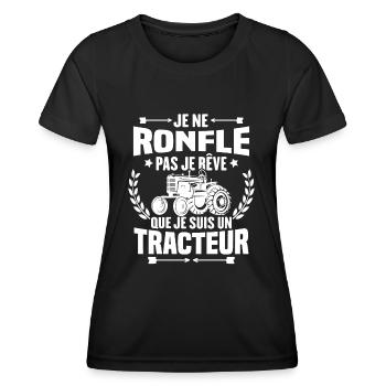 Je Ne Ronfle Pas Je Rêve Que Je Suis Un Tracteur - T-shirt sport Femme - noir - Devant - AI Model Female 172 light (172cm)