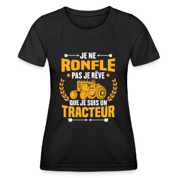 Je Ne Ronfle Pas Je Rêve Que Je Suis Un Tracteur - T-shirt sport Femme - noir - Devant - AI Model Female 172 light (172cm)