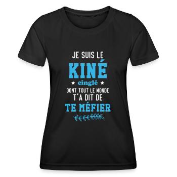 Je suis le kiné cinglé / Cadeau pour kiné - T-shirt sport Femme - noir - Devant - AI Model Female 172 light (172cm)