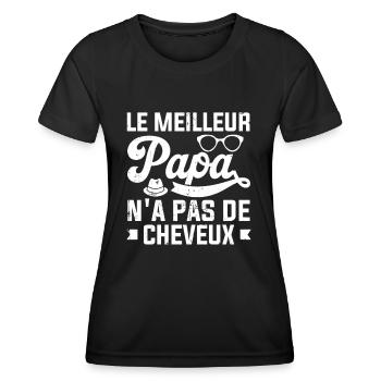 Le Meilleur Papa N'a Pas De Cheveux - T-shirt sport Femme - noir - Devant - AI Model Female 172 light (172cm)