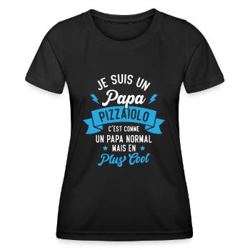 Papa Pizzaiolo c'est comme Papa Normal - T-shirt sport Femme - noir - Devant - AI Model Female 172 light (172cm)