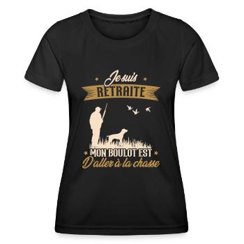 Je suis retraité et chasseur - T-shirt sport Femme - noir - Devant - AI Model Female 172 light (172cm)