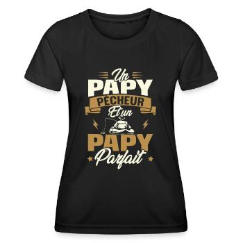 Un papy pêcheur est un papy parfait - T-shirt sport Femme - noir - Devant - AI Model Female 172 light (172cm)