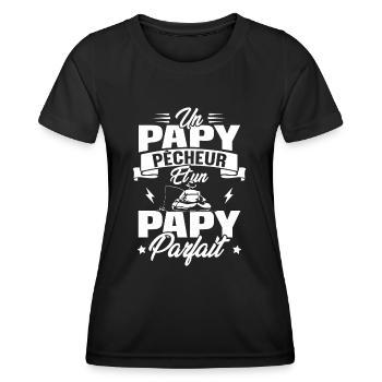Un papy pêcheur est un papy parfait - T-shirt sport Femme - noir - Devant - AI Model Female 172 light (172cm)