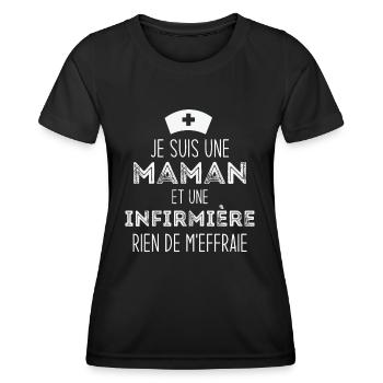 Je suis une maman et une infirmière - T-shirt sport Femme - noir - Devant - AI Model Female 172 light (172cm)