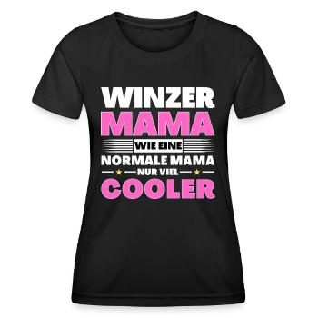 Winzer Mama wie eine normale nur viel cooler - Frauen Funktions-T-Shirt - Schwarz - Vorne - AI Model Female 172 light (172cm)
