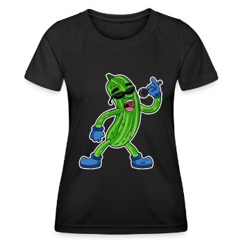 Cucumber sings funny illustration vegetable gift - Women's Functional T-Shirt - black - Front - AI Model Female 172 light (172cm)