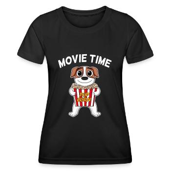 Movie night Movie night Movie time Jack Russell - Women's Functional T-Shirt - black - Front - AI Model Female 172 light (172cm)